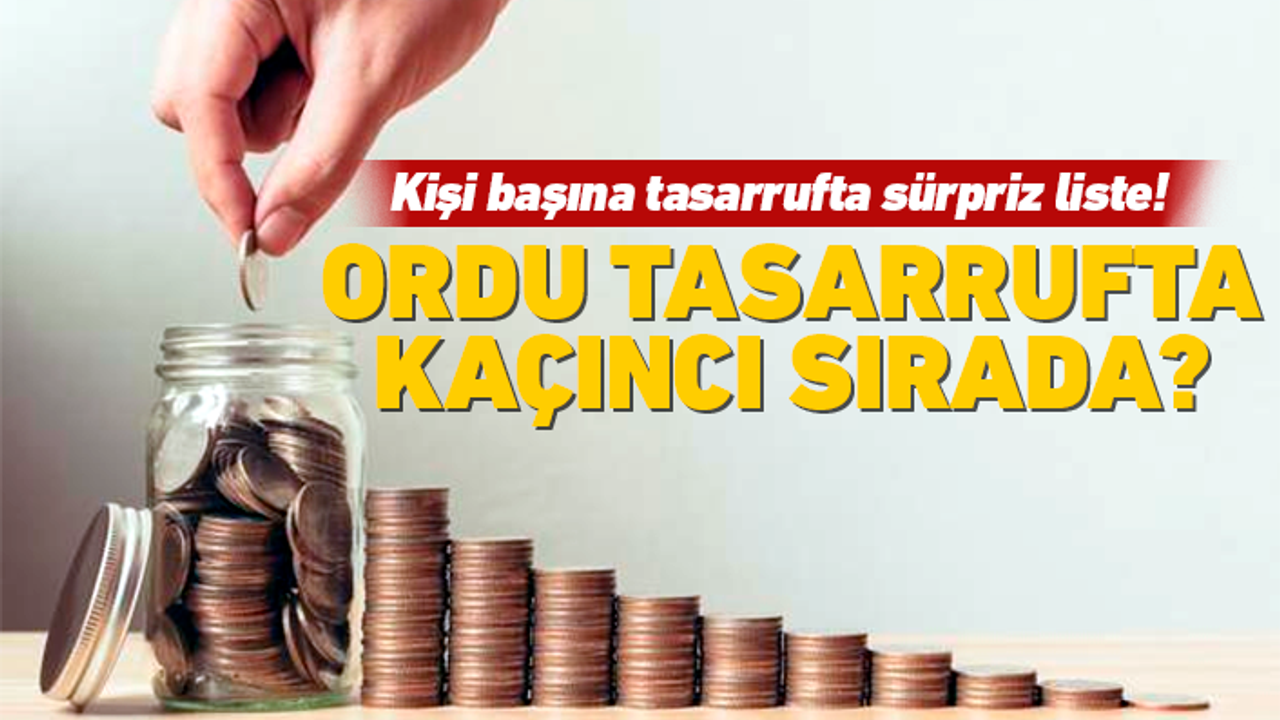 Kişi başına tasarrufta Ordu kaçıncı sırada?