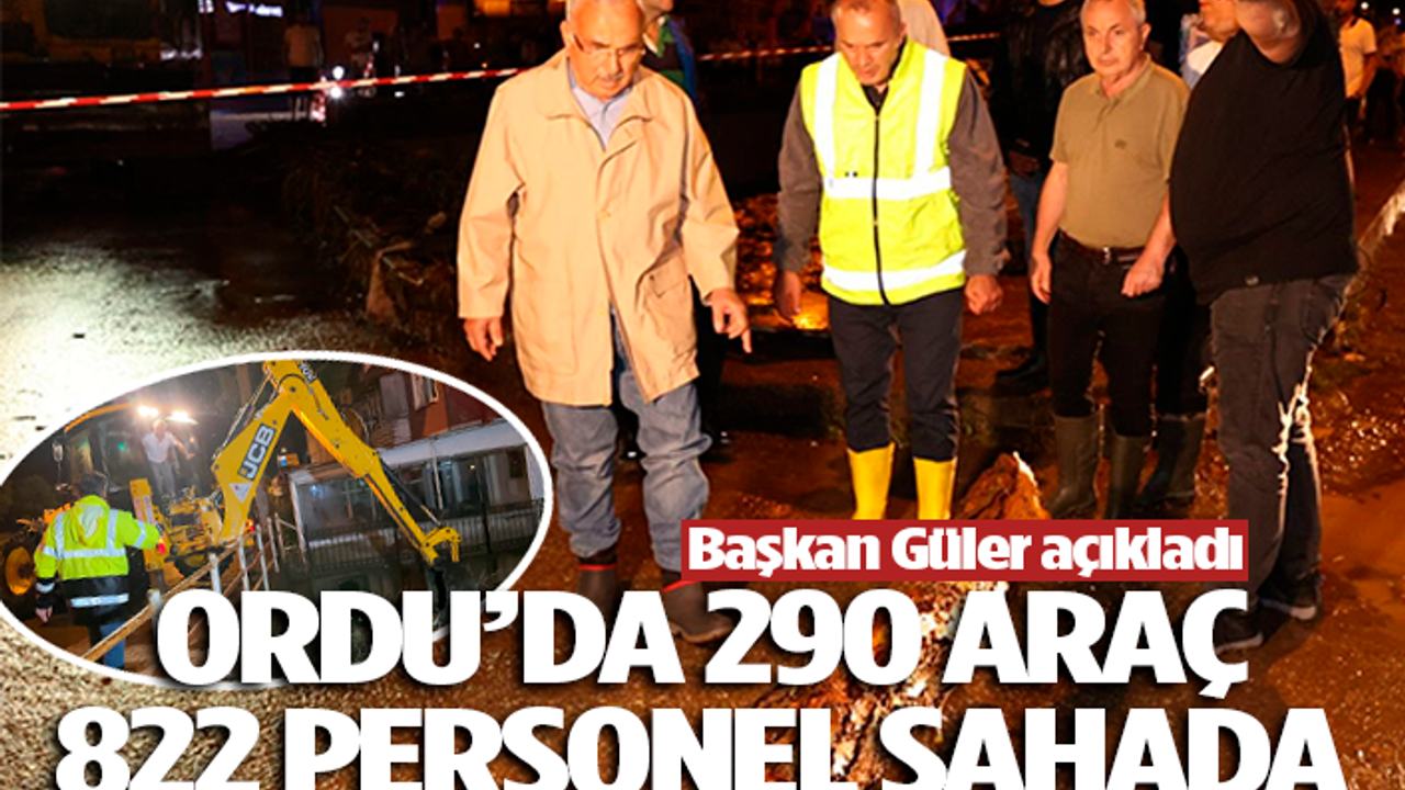 Ordu'da 822 personel ve 290 iş makinesi sahada
