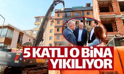 Ordu'da zemini kayan 5 katlı binanın yıkımına başlandı