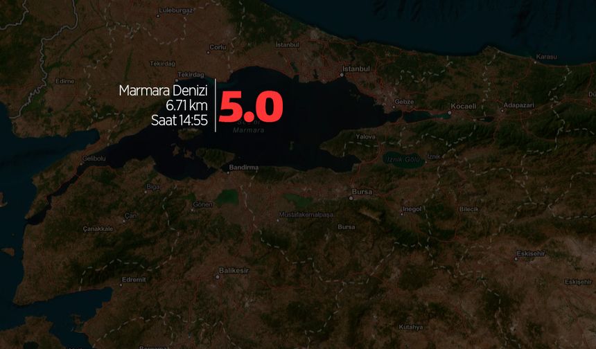Marmara Denizi'nde 5.0 büyüklüğünde deprem