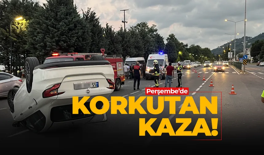 Ordu Perşembe'de otomobil takla attı! 2 yaralı