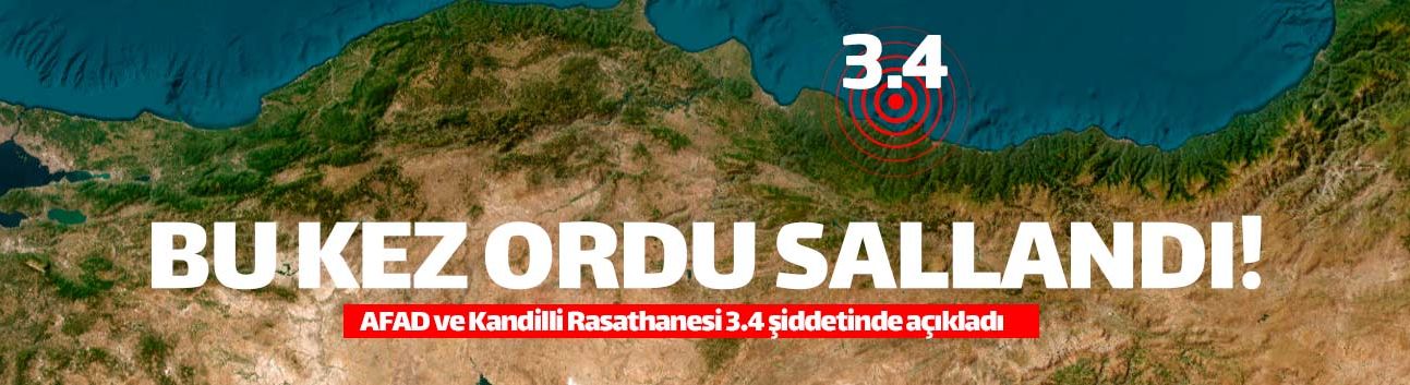 Ordu'da 3.4 şiddetinde deprem meydana geldi